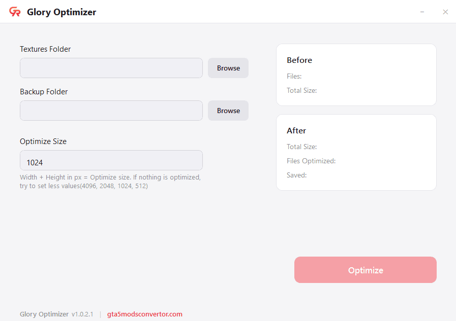 Glory Optimizer - clean interface before optimization