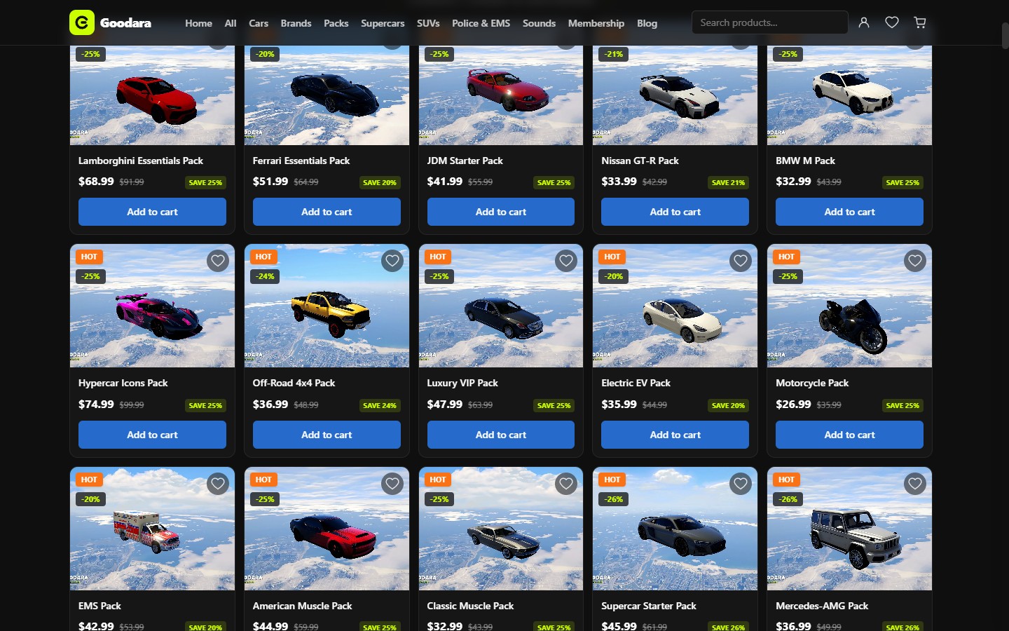 Goodara FiveM car packs - Lamborghini, Ferrari, JDM and more